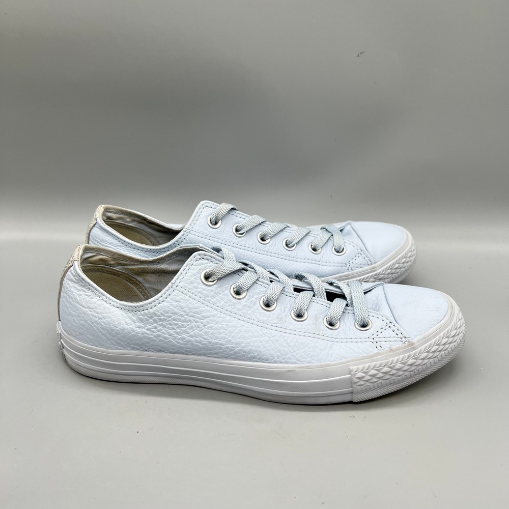 Converse Shoes Mens 7 Blue Leather Low Top Lace Up All Star Sneakers Comfort